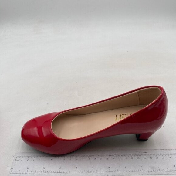 miss left Women Formal Low Heel Closed Rounded Toe Pumps Chunky Block Heeled Red - Picture 2 of 8